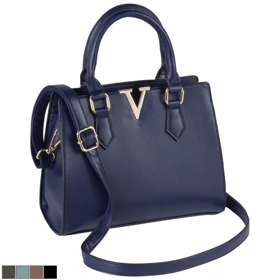 La Terre Vegan Leather Mini Satchel with V Logo Hardware
