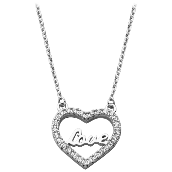Morgan & Paige Sterling Silver Plated Heart Love Necklace