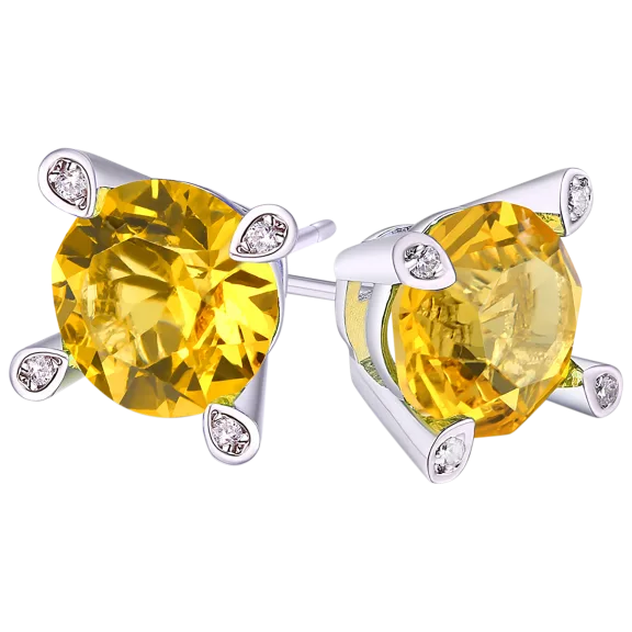 Rose And Lilly 4.00 Carat TW Citrine Stud Earring In 18k White Gold