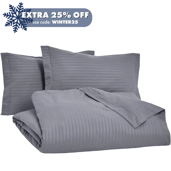 Amazon Basics 3-Piece Striped Microfiber Duvet Cover Set