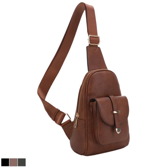 Malibu Skye Daphne Single Compartment Sling with Front Pocket And Webbing Strap