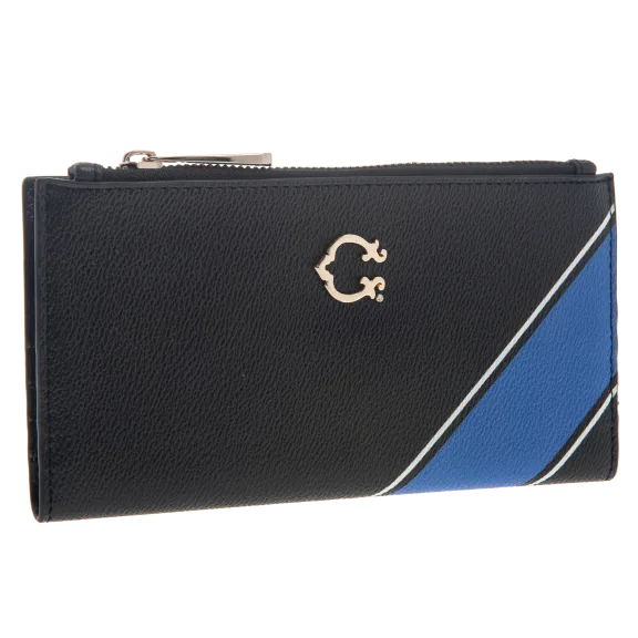 Black & Blue Stripe Pattern Humphrey Snap Wallet by C. Wonder