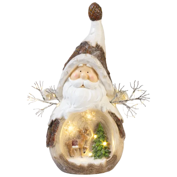 Wind and Weather Holiday Santa Resin Statuette with Lit Scene