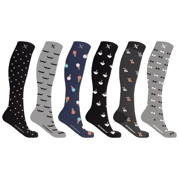 6-Pack: Extreme Fit Expressive Graduated Compression Socks