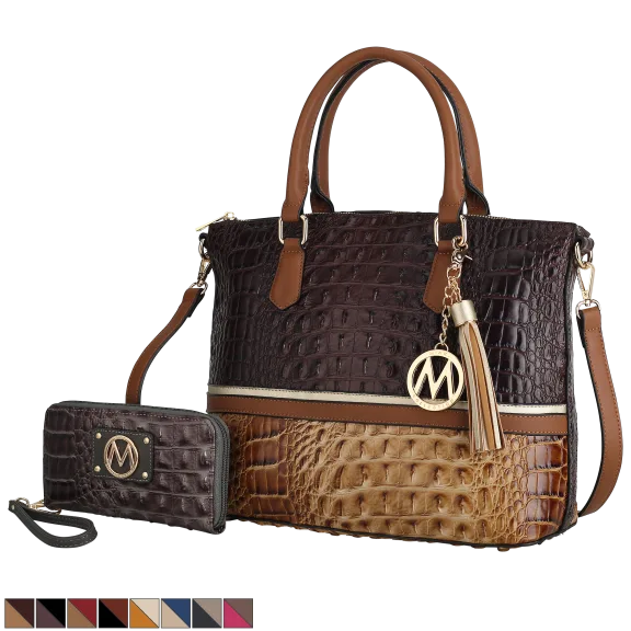MKF Collection Autumn Crocodile Skin Tote Bag with Wallet by Mia K.