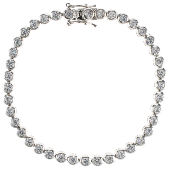 Kenneth Jay Lane 8 CT TW CZ Round Bezel Tennis Bracelet