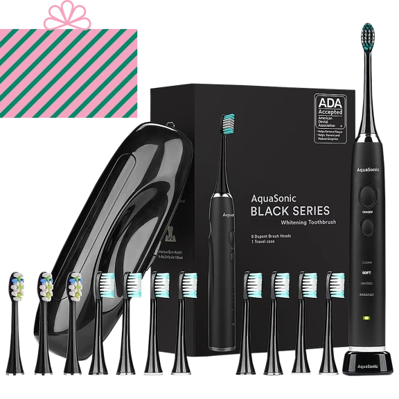 AquaSonic Black Series Ultra Whitening Toothbrush with Bonus Brush Heads