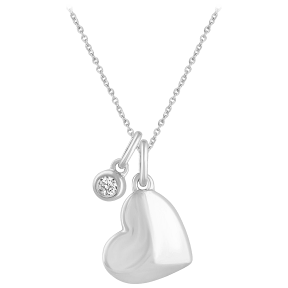 Fifth and Fine 1/20 Carat TW Diamond Floating Heart Necklace in Sterling Silver