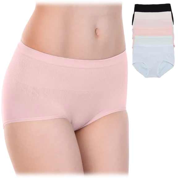 6-Pack: Angelina Seamless Cotton Light-Control Mid-Rise Briefs Panties