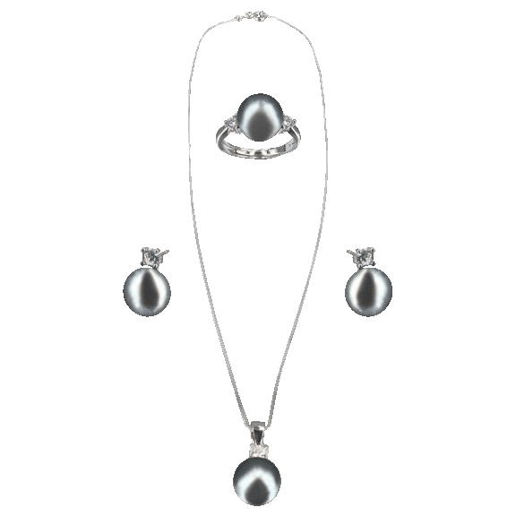 Pacific Pearls Bora Bora 18K Gold Filled 3-Piece Pearl Pendant Set