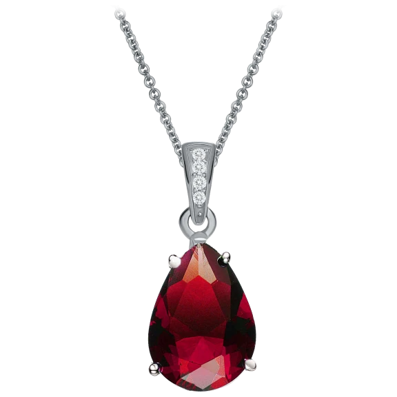 RelavenO Classic Drop Necklace with detailed Oval Ruby Red Cubic Zirconia
