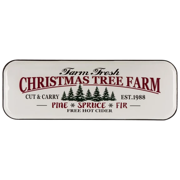 Glitzhome 43.11"H Farmhouse Enameled Metal Christmas Tree Wall Sign