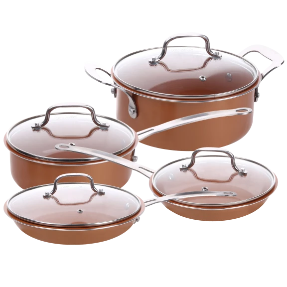 Copper Cook 8-Piece Nonstick Copper Pan Set