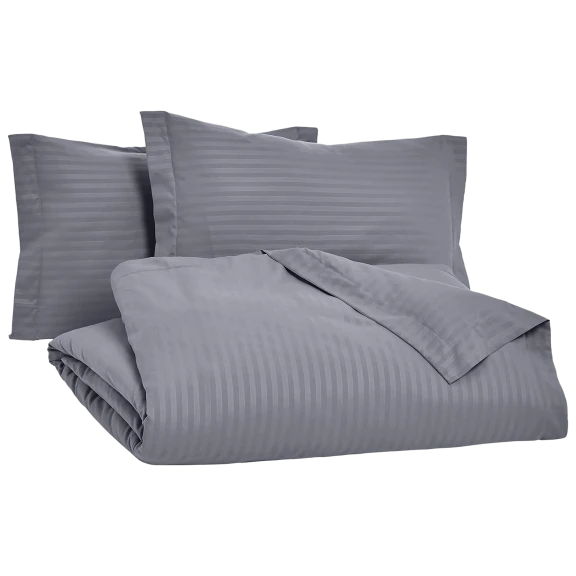 Amazon Basics 3-Piece Striped Microfiber Duvet Cover Set