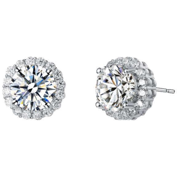 Genevive CZ Round Stud Earrings with Gold Plated Finish