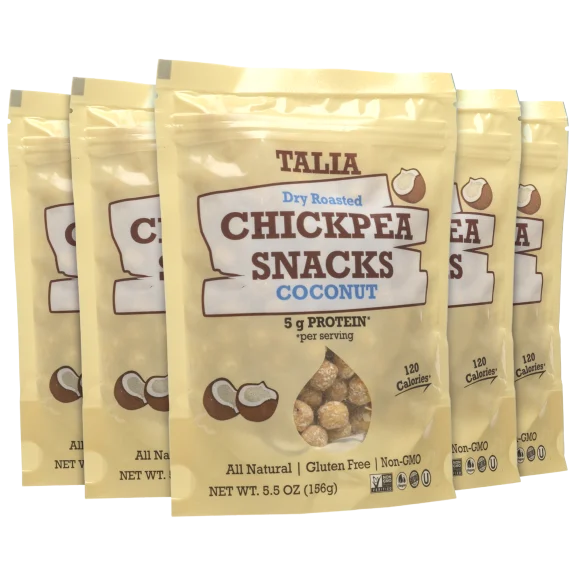 5-Pack: Talia Coconut Dry Roasted Chickpea Snacks (5x 5.5oz, Best by 12/31/22)