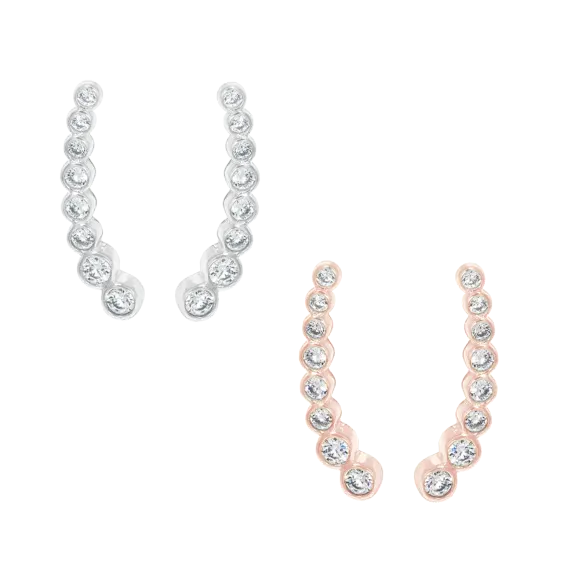 Savvy Cie 18K White Or Rose Gold Graduated Bezel Set Climber