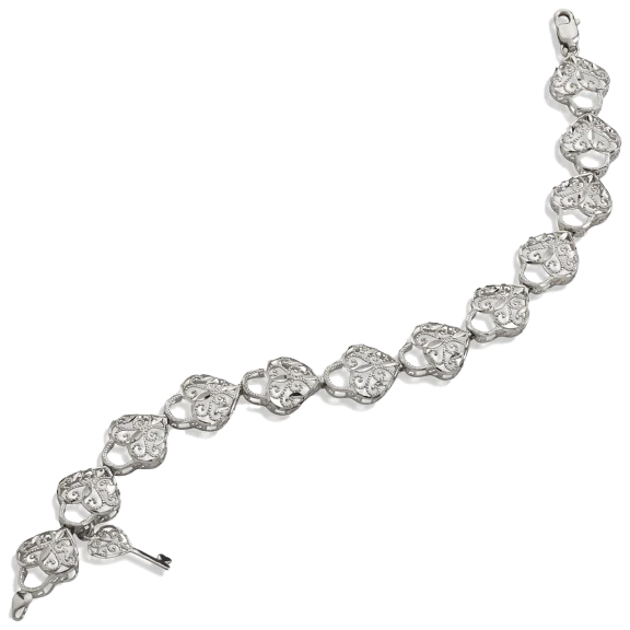 Savvy Cie Sterling Silver Key To My Heart Filigree Bracelet