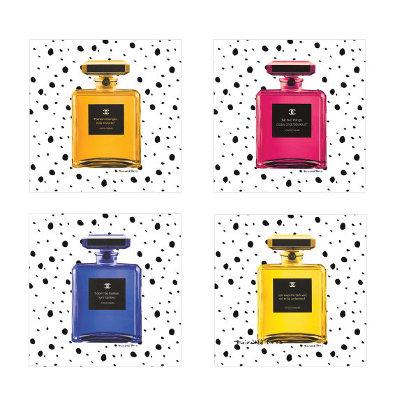 4-Pack: Fairchild Paris Chanel No5 Quote Bottles - 10" x 10" Plaque Set