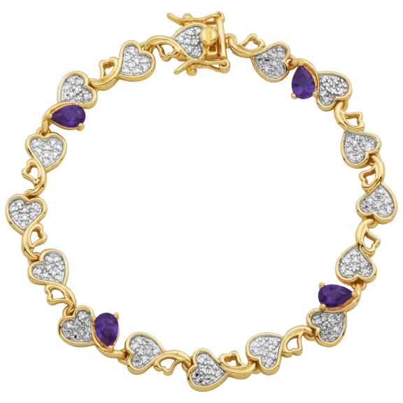 Morgan & Paige 14k Two Tone Amethyst & Diamond Accent Heart Bracelet