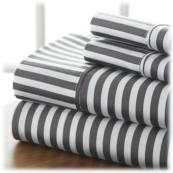 Cloth And Gable Premium Ultra Soft Ribbon Pattern 4-Piece Bed Sheet Set