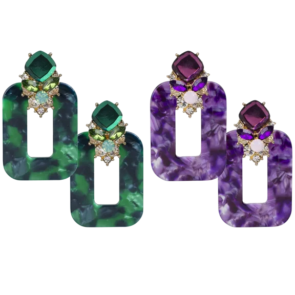 Jardin Crystal-Embellished Marbled Earrings