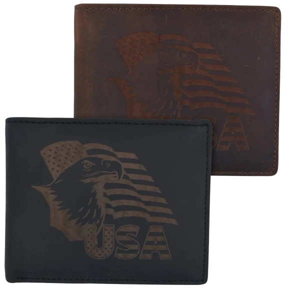 Men's USA Flag Eagle Logo RFID Bifold Wallet
