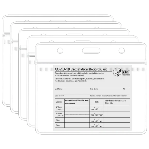 5-Pack Waterproof Clear Sleeve CDC Immunization Record Holder by Two Elephants