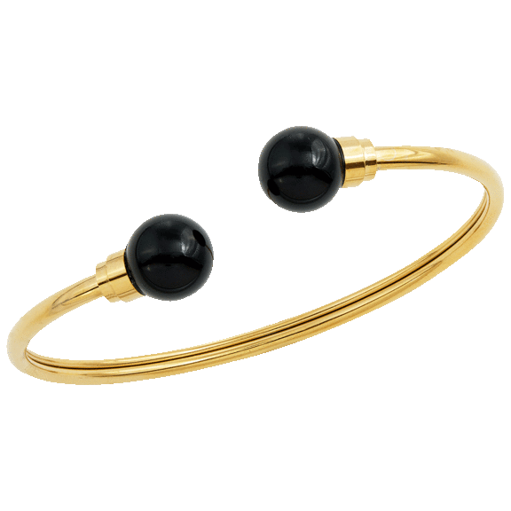 Savvy Cie Genuine Onyx Flex Open Cuff Bangle