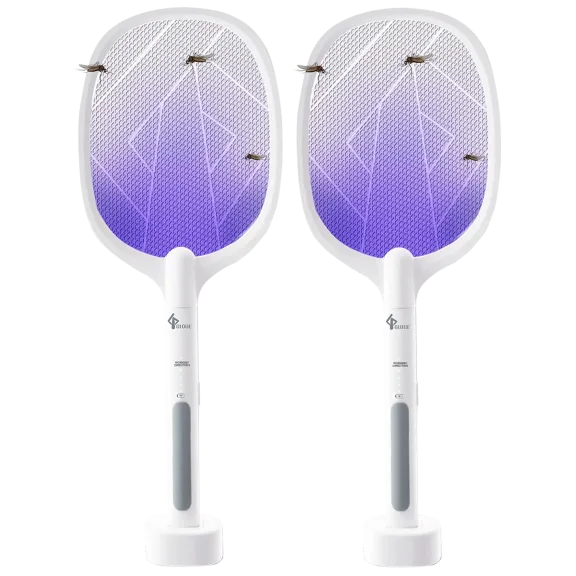 2-Pack: Gloue 3000 Volt Rechargeable Electric Fly Swatters with Stands