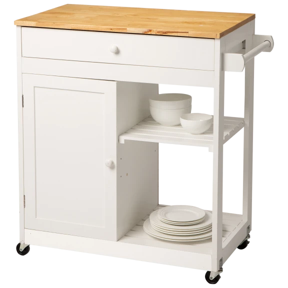 Glitzhome Wooden Basic 2-Tier Kitchen Island with Drawer Storage