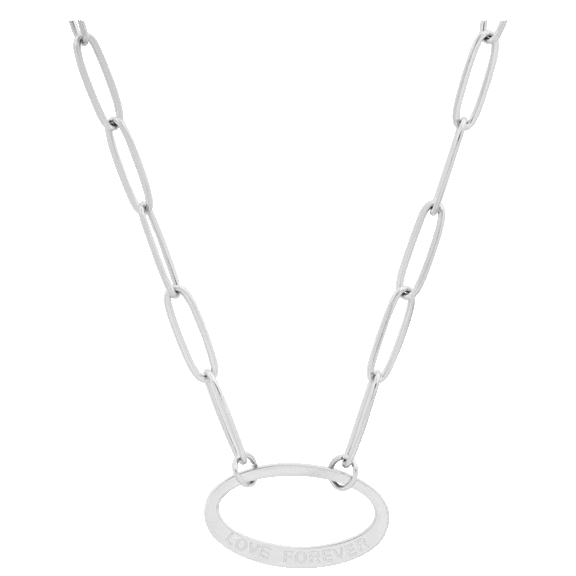 HMY Ladies Oval Link Chain "Love Forever" Necklace