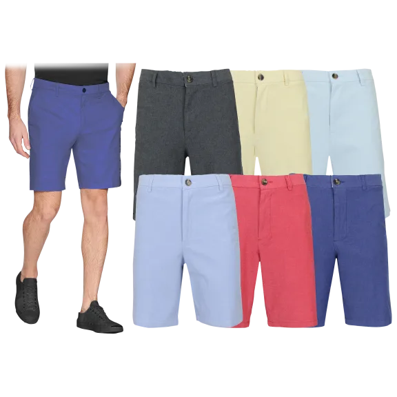 3-Pack: Men's Flat-Front Cotton Stretch Oxford Chino Shorts