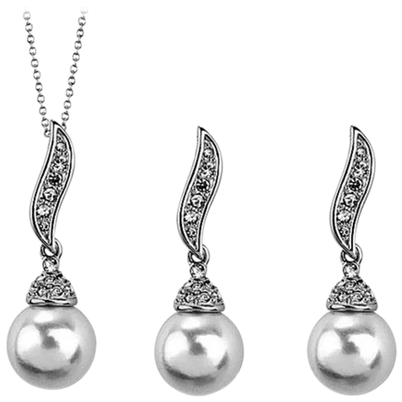 Hollywood Sensation Pearl Drop Necklace and Earring Set