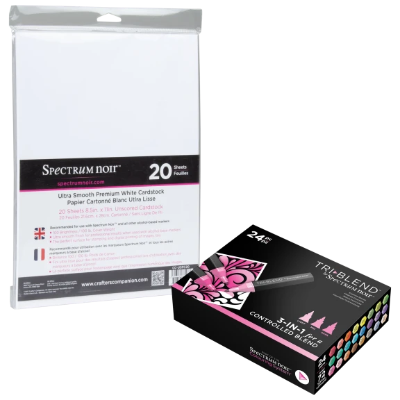 Spectrum Noir 24pc TriBlend Marker Set in 72 Colors with 20-Pack Cardstock Paper
