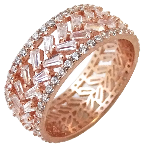 Savvy Cie 18K Rose Gold Baguette Eternity Band