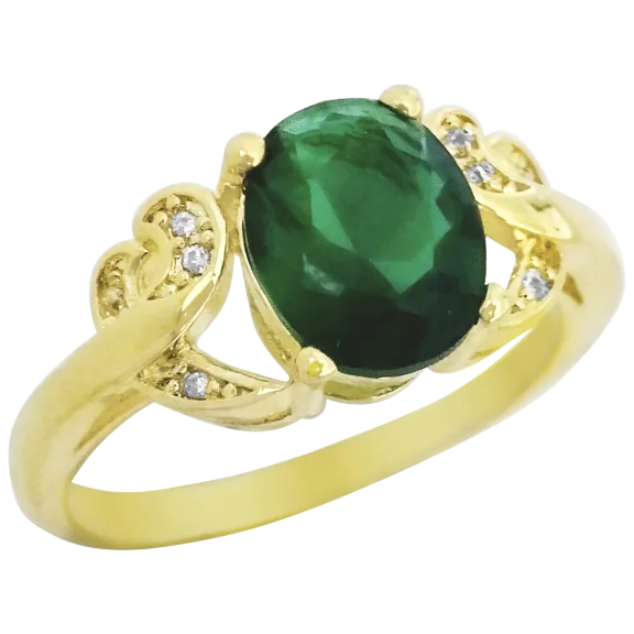14k Gold Emerald Cubic Zirconia Solitaire