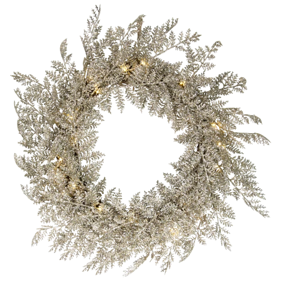 Alison At Home 22" LED Glitter Leaf Wreath