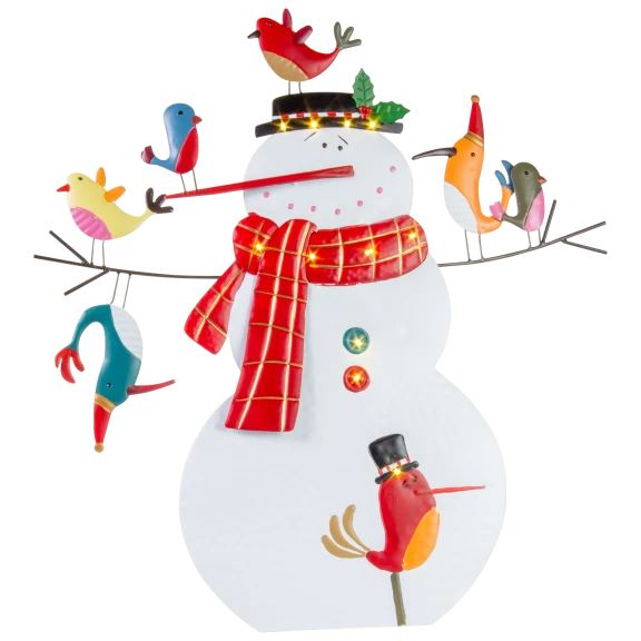 Wind & Weather Metal Snowman with Birds