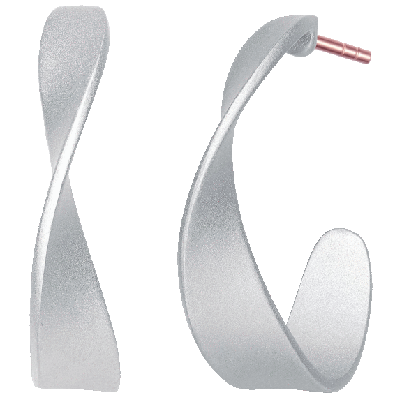 Megan Walford Elegant Sterling Silver Curved Open Hoop Earrings