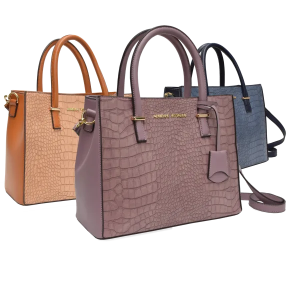 Adrienne Vittadini Marina Collection Croco Embossed Zippered Satchel