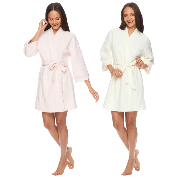 Tahari Cable Pattern Double Knit Robe