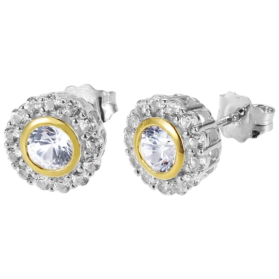 Morgan & Paige Sterling Silver, Rhodium, and 18K Gold Plated Stud Earrings