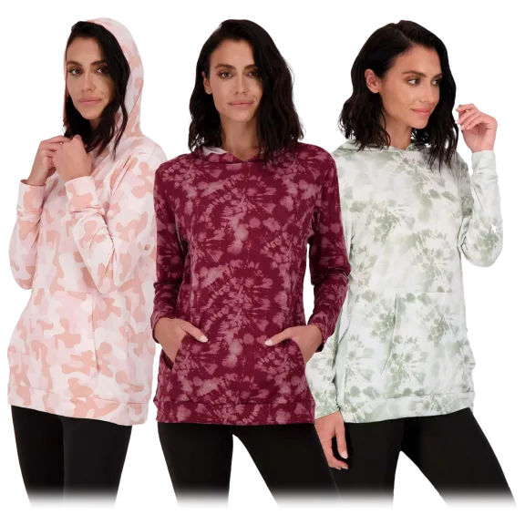 3-Pack: Nextex Apparel Women's Tye-Dye Long-Sleeve Pullover Hoodies