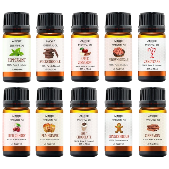 10-Pack: Amore Paris Holiday Aromatherapy Essential Oil Set