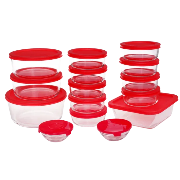 Coccot 30-Piece Glass Food Storage Set with Easy Snap Lids