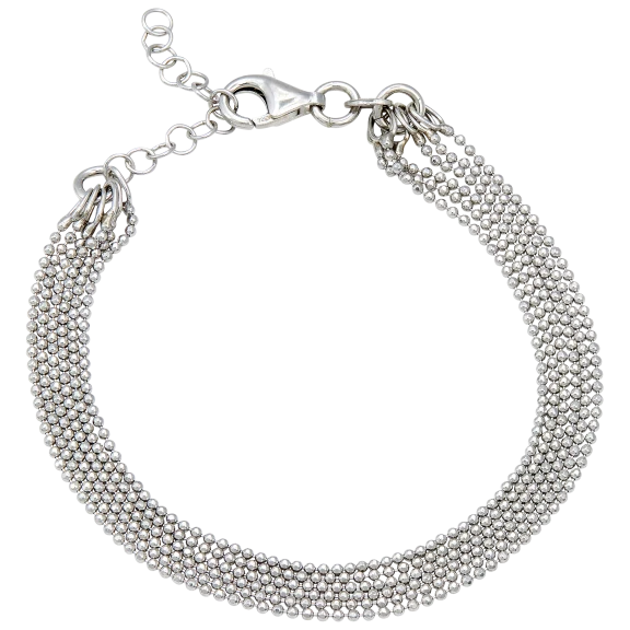 Savvy Cie Italian Made 6 Bead Sterling Silver Multi Strand Bracelet