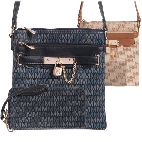 Patterned Crossbody and Wallet Combo by Milan Imports