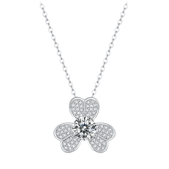 Stella Valentino 1.0 Carat TW Moissanite French Pave Blooming Pendant Necklace