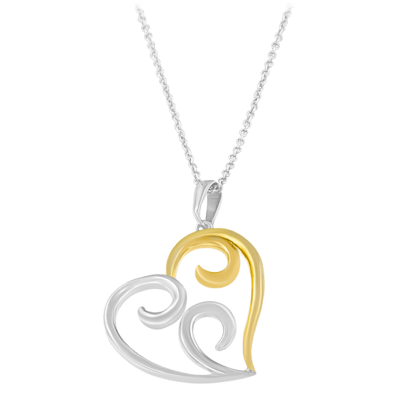 Haus of Brilliance Yellow Gold Over Sterling Silver Heart Pendant Necklace